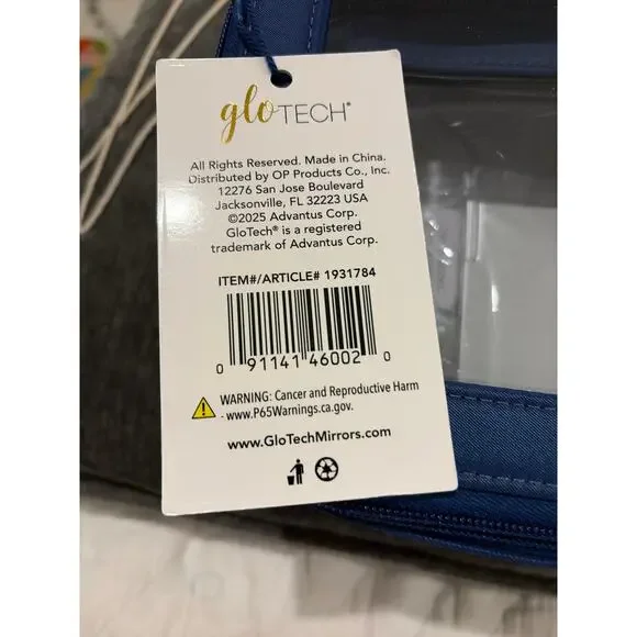 GloTECH 3 piece Cosmetic Bag Duo+Mirror, Blue - Picture 3 of 4